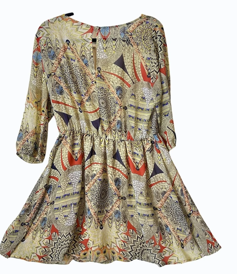 Vestido midi geométrico forrado Love 21 para mujer bohemio babydoll fluido femenino grande Foto 2 de 4