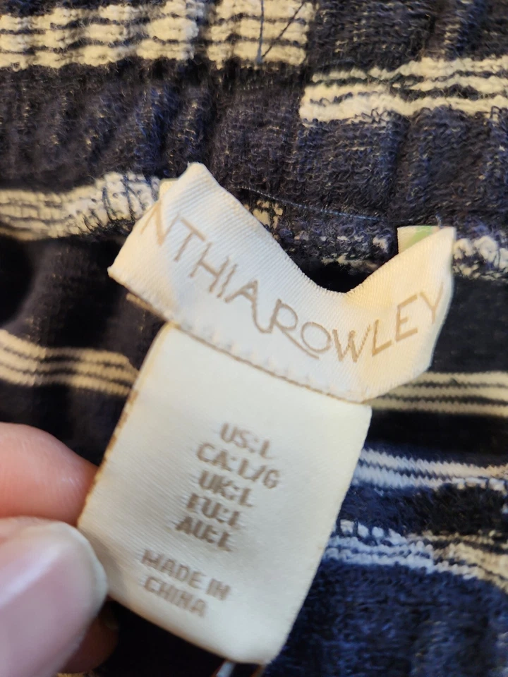 CYNTHIA ROWLEY AZUL BLANCO RAYAS GINGHAM PANTALONES CORTOS PARA DORMIR Grandes Nuevos  Foto 3 de 4