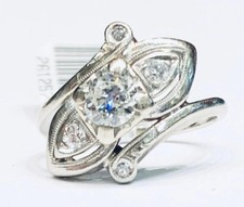 1Ct White Round Cut CZ Vintage Style Engagement Wedding Ring In Solid 925 Silver