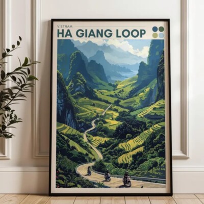 Ha Giang Loop Travel Poster - Vietnam Wall Art Print, Illustration Poster