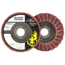 10 Pack - 4-1/2" x 7/8" Black Hawk Surface Conditioning Flap Discs, Red - Medium