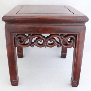 Antique Chinese Carved Mixed Rosewood Huanghuali Stool Stand Table Chair 14"