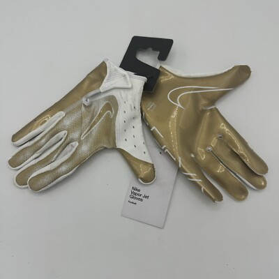 New Nike Vapor Jet 7.0 Gloves Size Medium Football Men s White Gold Magnigrip