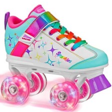 RDS Sparkle Girls Light Up Wheel White / Rainbow Skates