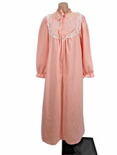 VTG 90s SABRINA Pink Floral SATIN W/ QUILTED YOKE PRAIRIE NIGHTGOWN USA SZ L