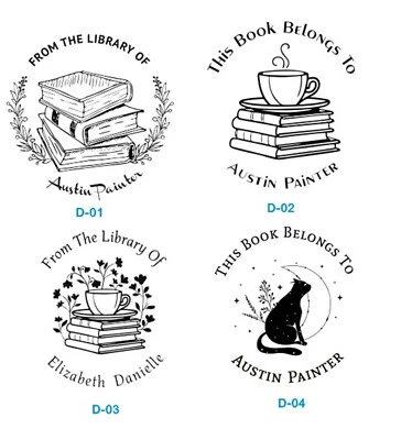 TRODAT Custom Book Hand Held Embosser | Coffee Cup on a Book Stack Custom Embosser