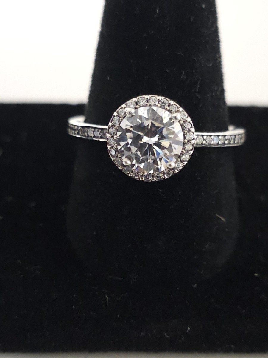 AUTHENTIC PANDORA ROUND SPARKLE HALO RING #196250CZ-56 US