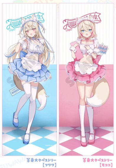 C105 Hololive Fuwawa & Mokoko original Life-size Tapestry 2sets 2024 Japan anime