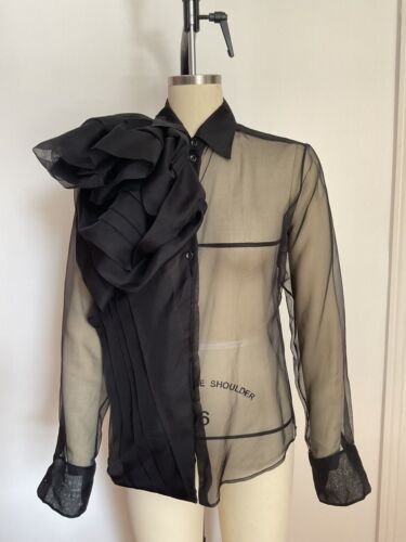 Christian Dior Button Up Black Blouse Fall 2004 Rt