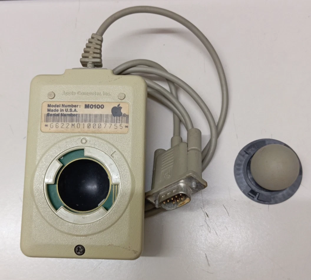 Additional photo for Apple M0100 Mouse for Apple II and Macintosh (128K, 512K, Plus) - Vintage, Fully Tested and Functional