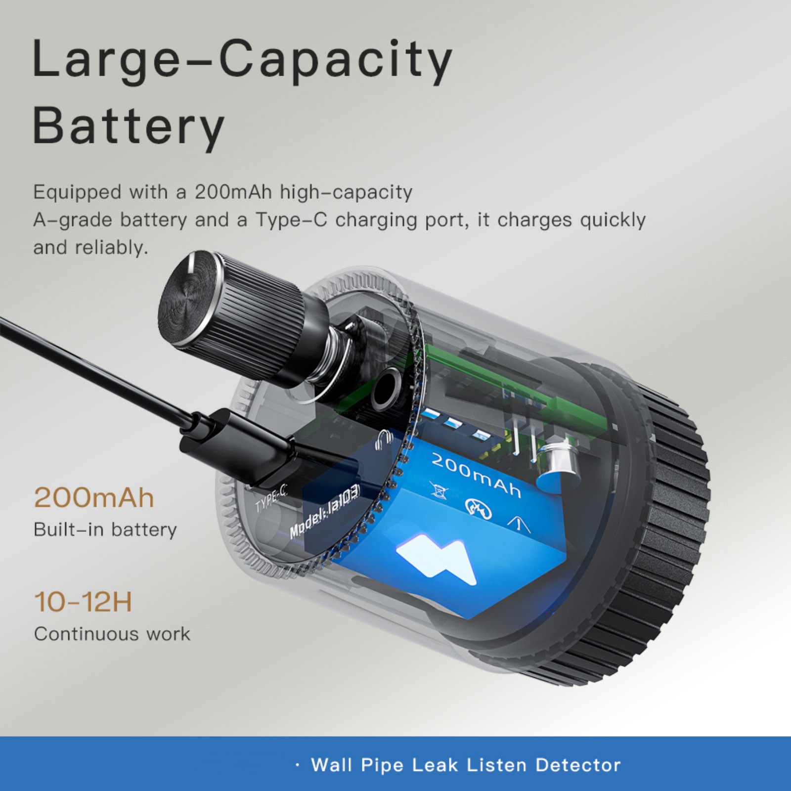 Portable Water Pipe Leak Detector Sensor with Headphone for Underground Leakage