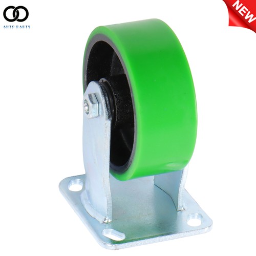 4er Pack 5"×2" grün PU Rollen mit 2 geraden, 2 360° schwenkbaren Halterungen mit Seitenbremsen - Bild 10 von 13