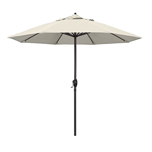 CALIFORNIA UMBRELLA 9' ROUND ALUMINUM OUTDOOR DECK UMBRELLA CRANK LIFT - BRONZE