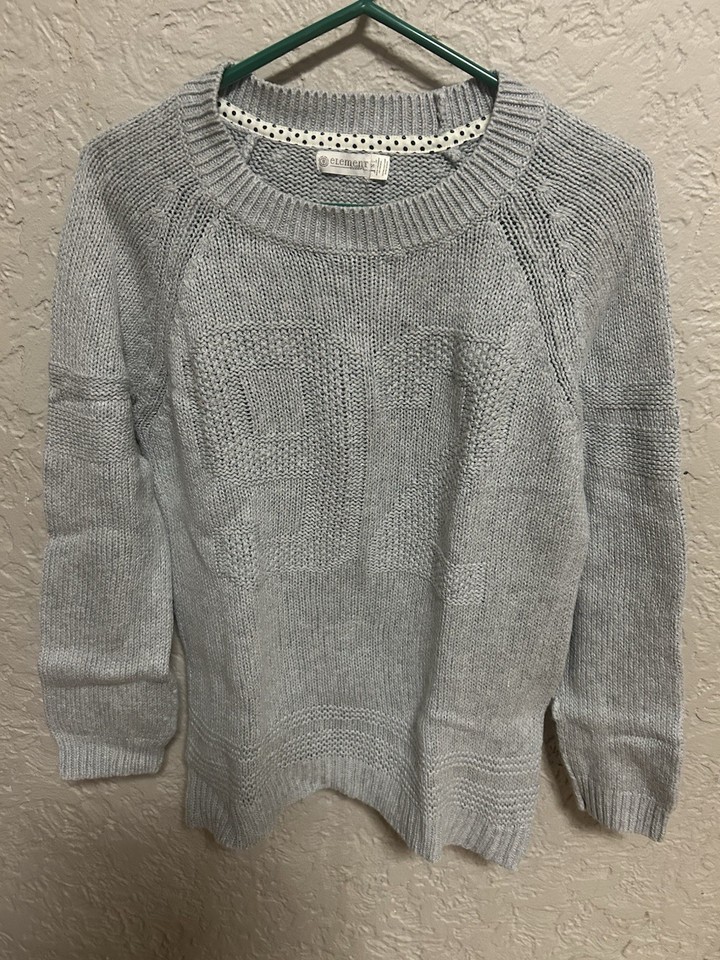 Women’s Grey Cable Knit Jumper From Element. Size Small PN 1303