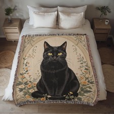 Black Cat Woven Blanket