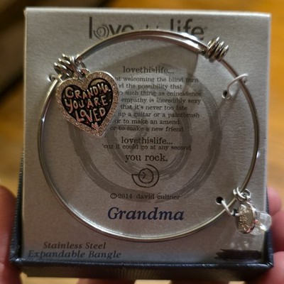 lovethislife Stainless Steel Expandable Bangle Bracelet Grandma Heart Charm