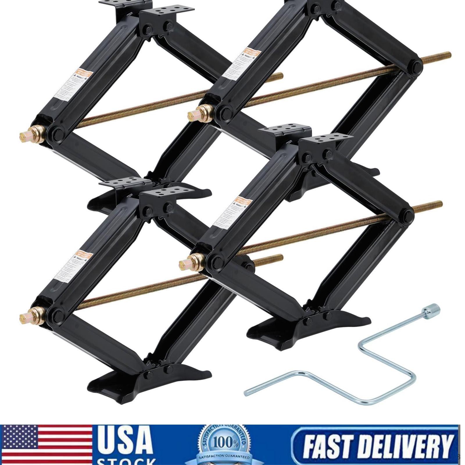 4PCS 7500lb RV Camper Scissor Leveling Jacks Trailer Stabilizer 4