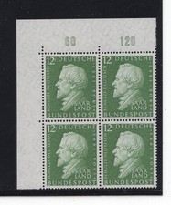 Saarland Mi 438 postfrisch Viererblock - oben links - Schulze - Delitzsch
