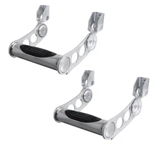 2x Side Step Polished Aluminum Bracket 3" Stainless Steel Tube Adjustable 350lbs