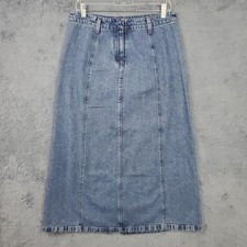 Christopher Banks Jean Skirt Womens 8 Blue Denim Pencil Midi Slit Back MedWash