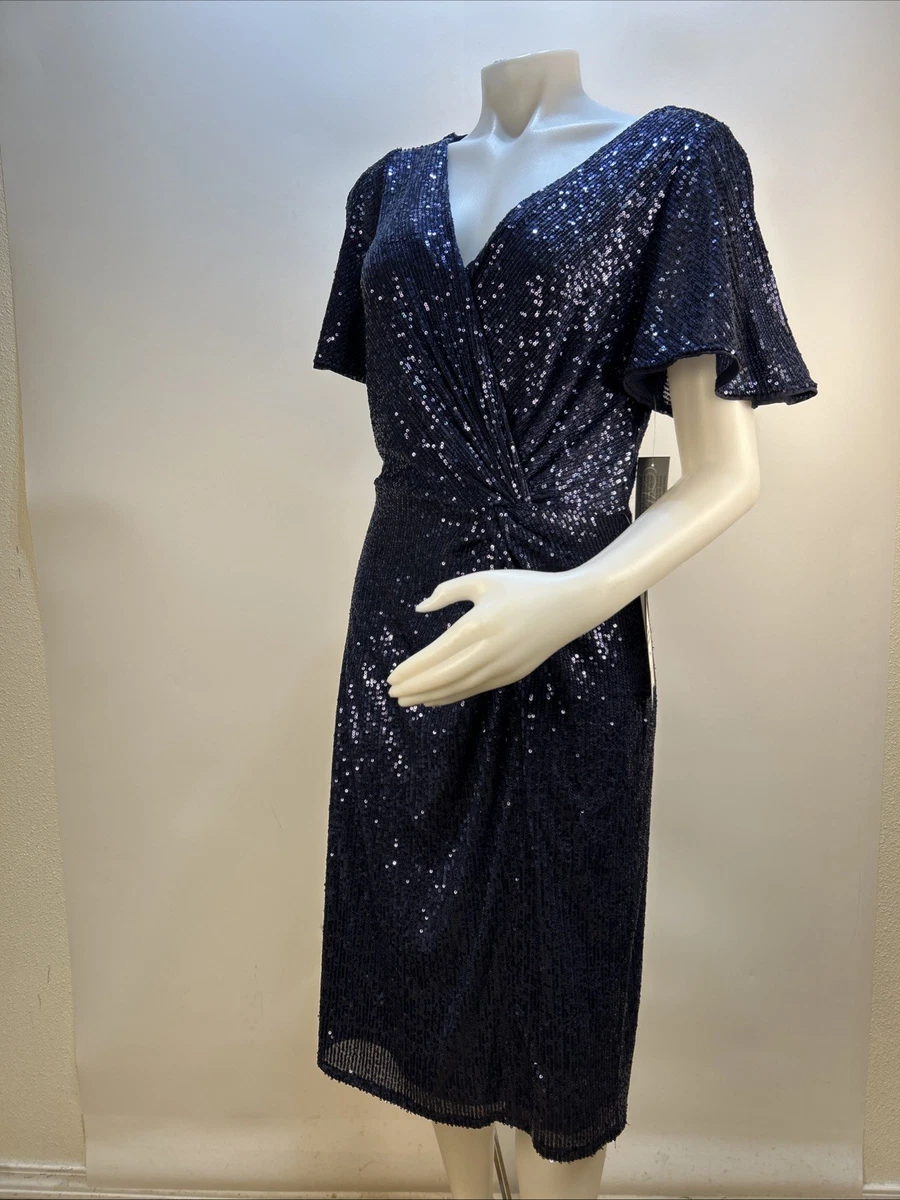 bardot lea drop waist mesh maxi dress Alex Evenings Bella Sequin Lace Dress Navy / 6 main image 1