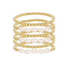 ZZ ZINFANDEL Gold Pearl Beaded Enewton Bracelets for Women,Gold 1