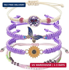 DS 4PCS Braided Charm Bracelets for Teen Girls Adjustable Birthday Gift  Daily/