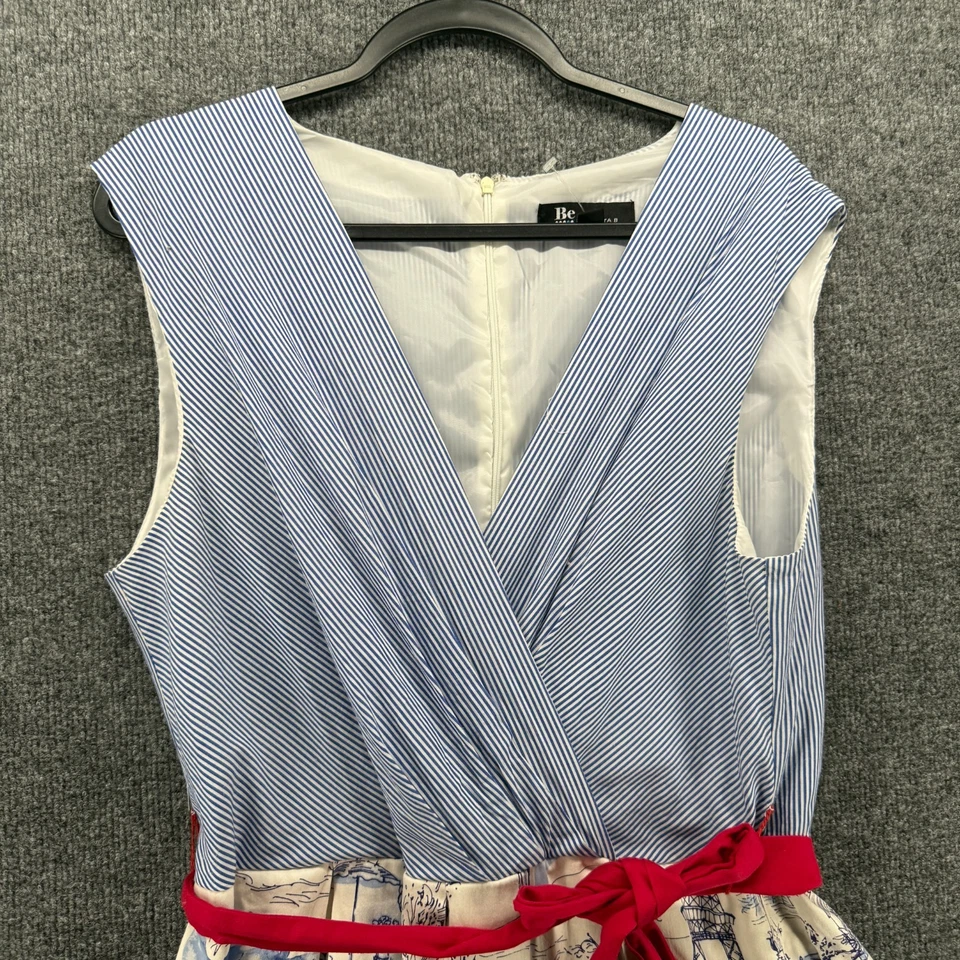 Chetta B Dress Womens 18 Paris France Red White Blue Retro Cocktail Pinup Formal - Image 2 of 4