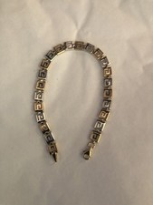 9CT YELLOW & WHITE GOLD GREEK KEY BRACELET - 7.5"  VGC   3.44G