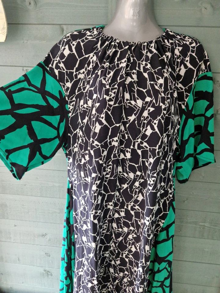 Платье миди Topshop Boutique 100% шелк асимметричный подол абстрактный принт галстук сзади - Изображение 4 из 4