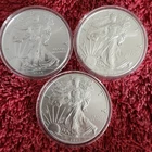 Lot of 3 -  1 oz .999 Fine Silver American Eagle $1 Coin 2014, 2020, 2021