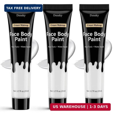3 Packs White Face Body Paint Cream Kit,High Pigment Body Paint for Adults and K
