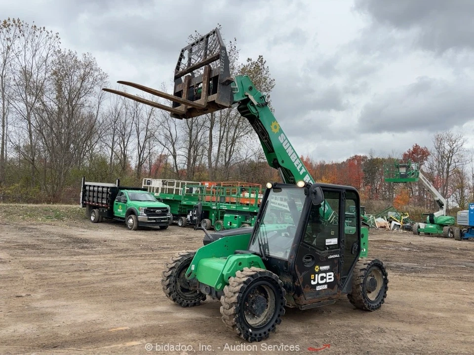 Carretilla elevadora JCB 525-60T4 2016 20' 5.500 lb alcance telescópico cabina auxiliar hidráulica bidadoo