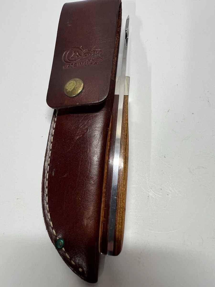 Case XX 786 3.5 SS hunting knife with wooden handle and leather