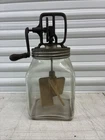 VTG Dazey 4 Qt Butter Churn Metal Crank w/ Wooden Paddles - Rusty Top - Works