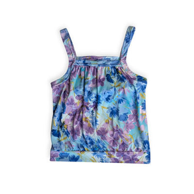 90's Floral butterflies blouson ballet top S shelf bra workout