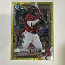 2021 Bowman Chrome Geraldo Perdomo Yellow Mini-Diamond Refractor /75 #BCP-109