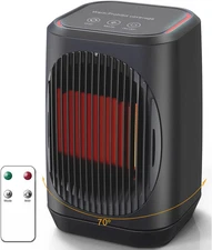 Small Space Heater, Portable Electric Heaters for Indoor Use with 3 Modes, 70° O
