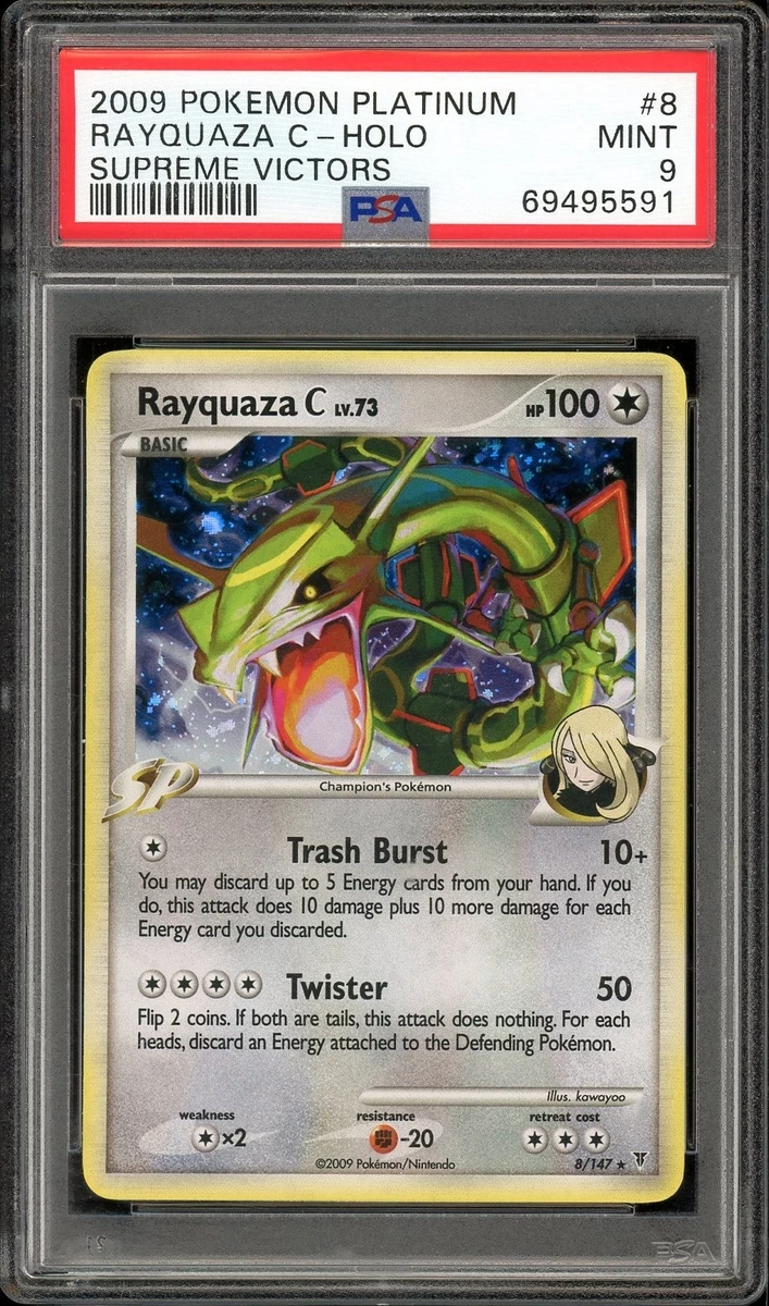 pokemon tcg no energy cards Rayquaza C LV. X DP47 2009 Holo Rare Supreme Victors Pokemon Card Near main image 0
