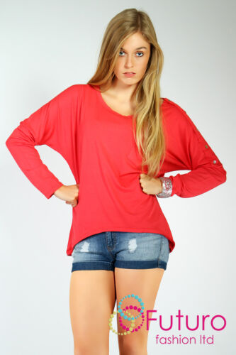 Sexy & Trendy Jumper with Pocket & Buttons Sweater Blouse Size 8-12 FT970 - Picture 4 of 12