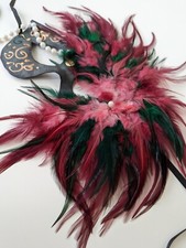 Vintage 1992 Mardi Gras Masquerade Mask Feathers Peacock Artist Signed Handmade