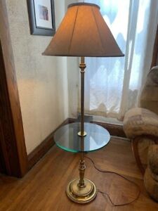 Vintage Beautiful Stiffel Brass Floor, Vintage Stiffel Brass Floor Lamp With Glass Table