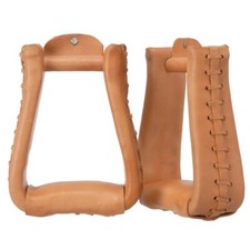 Western Ropers Stirrups - Leather Covered - Laced - 6" Inside Height