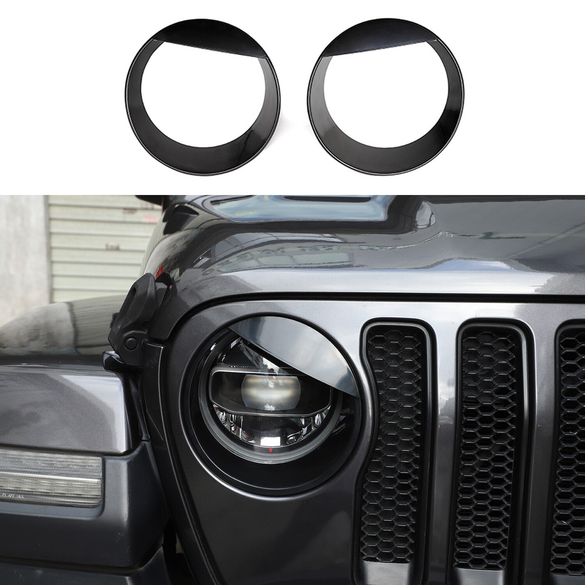 Front Headlight Cover Insert Eye Bezels for Jeep Wrangler JL Sport 