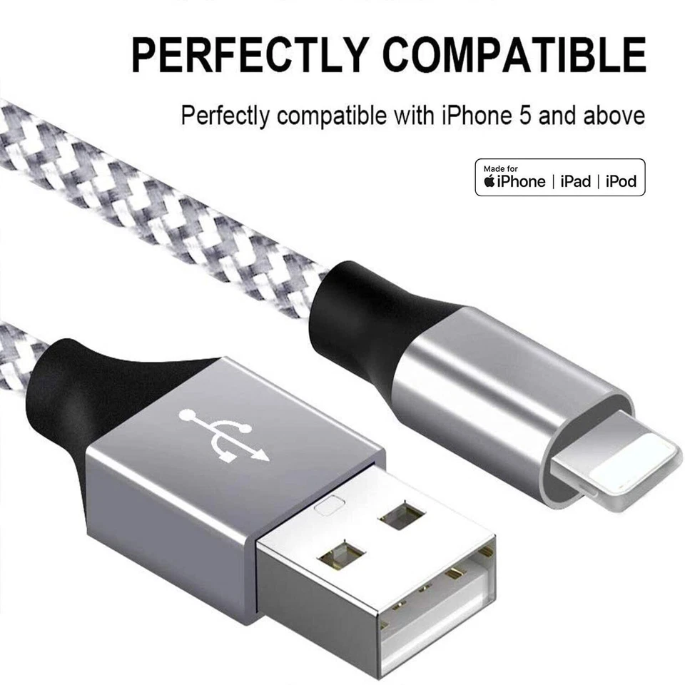 For iPhone 6 7 8 Plus iPhone 11 XR Xs Max 12 13 Charger USB Cable Cord 3/6/10FT - Image 3 of 4