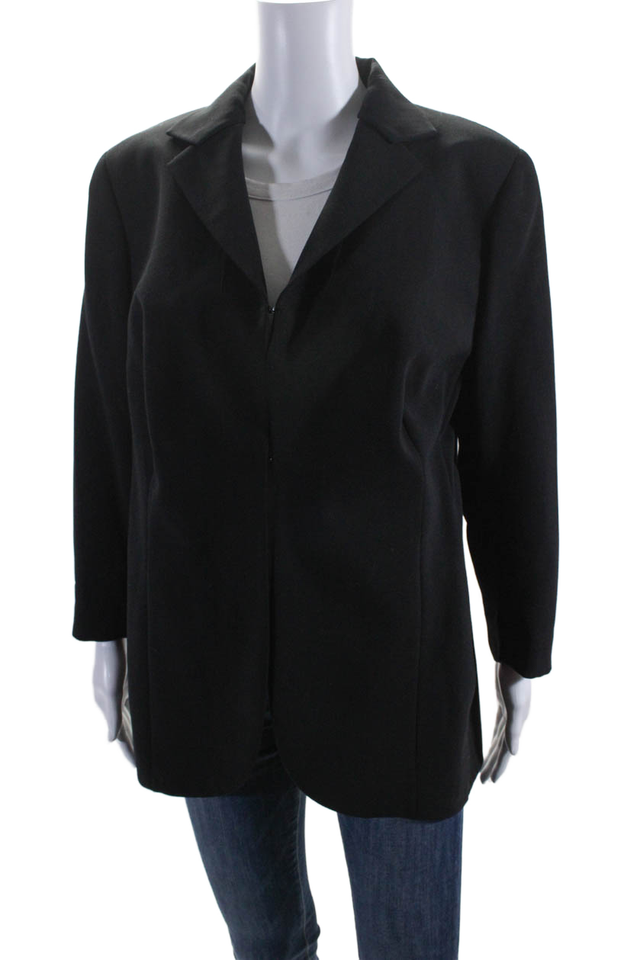 Akris Womens Long Sleeves Hook Closure Blazer Jacket Black Wool Size 16