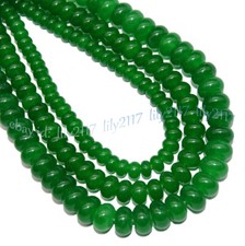 Natural Green Jade Smooth Rondelle Gemstone Spacer Loose Beads Jewelry Making