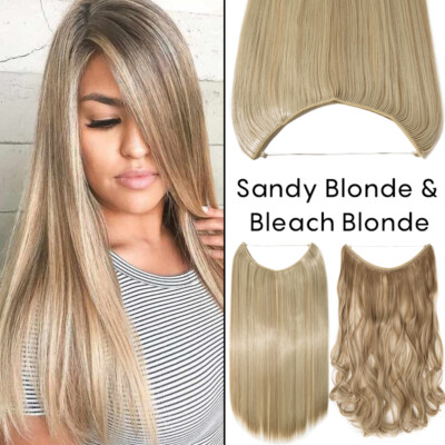 100% Real Natural as Human Invisible Wire in Hair Extensions One Piece & Ring US