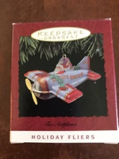 HALLMARK TIN AIRPLANE HOLIDAY FLIERS 1993 KEEPSAKE ORNAMENT CHRISTMAS NIB!