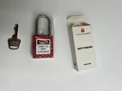 (QTY 3) Tradesafe Genuine OEM 15828  Safety Padlock And Key (Red)